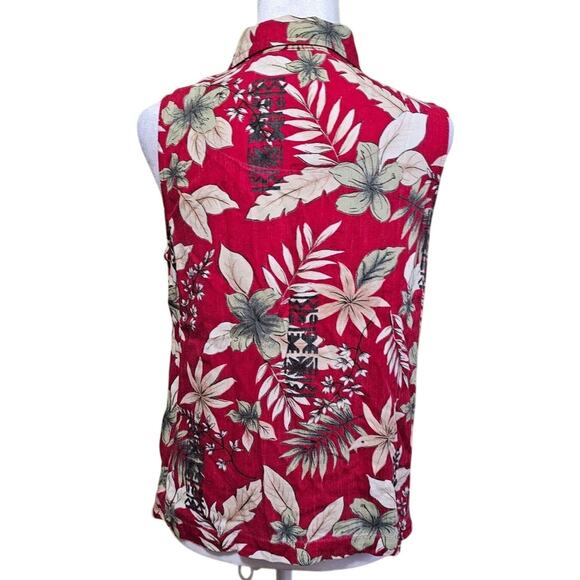 BAHAMA BEACH Women's Vintage Bitton Up Sleeveless Shirt Size Medium Tropical - Picture 4 of 9